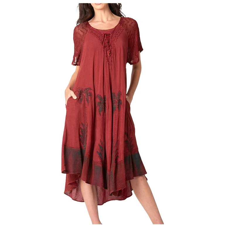 Sakkas Kai Palm Tree Caftan Tank Dress / Cover Up