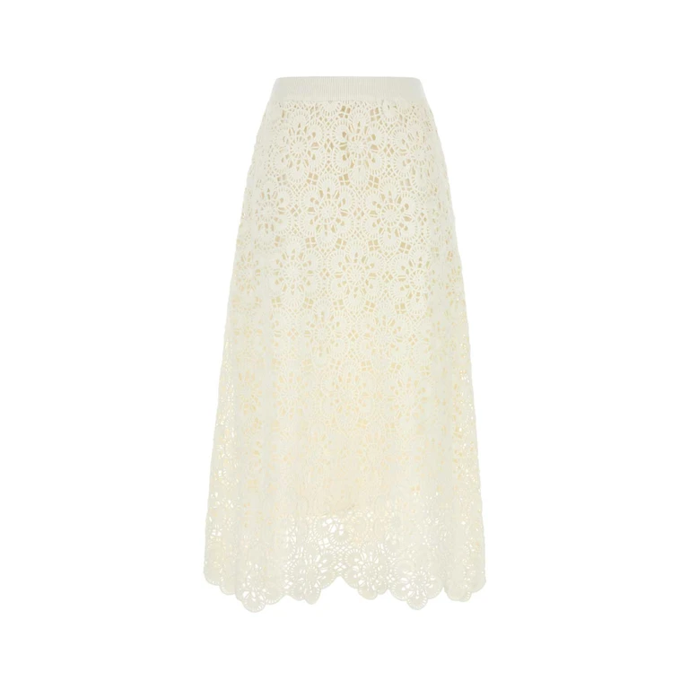 Farm Rio White Crochet Skirt Offwhite Gonne - Women
