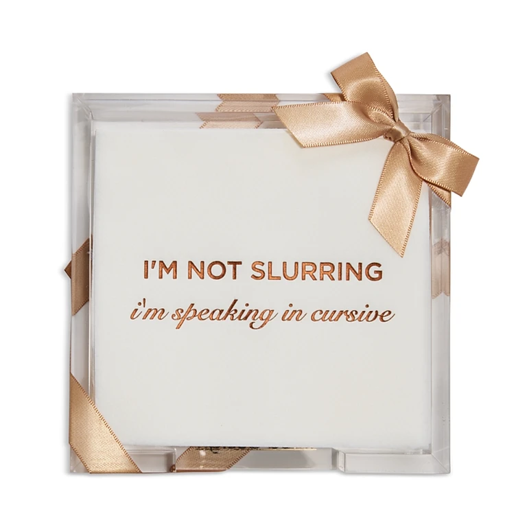 Lined Design Speaking in Cursive Hostess Set