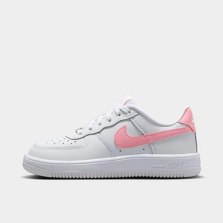 Nike Little Kids Force 1 Casual Shoes in White/White/Medium Soft Pink Size: 1.0