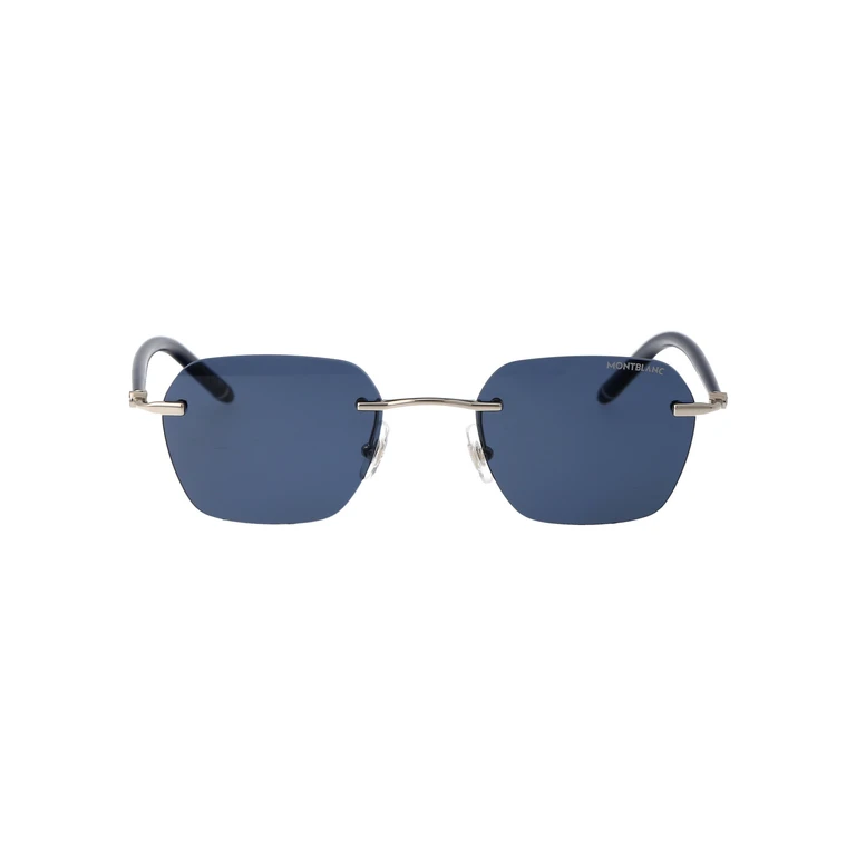Montblanc 003 Silver Blue Acetate Sunglasses - Men