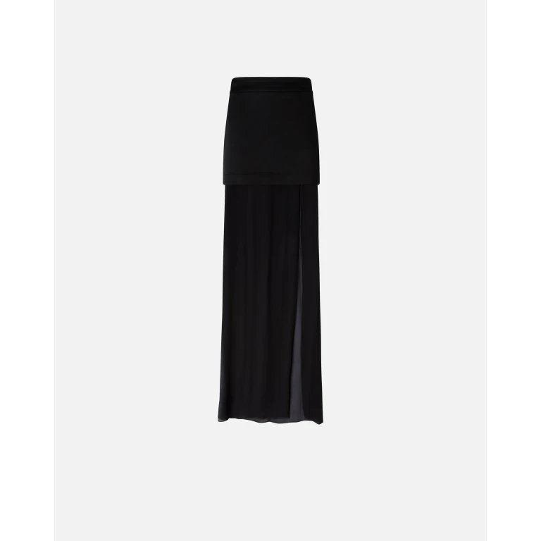 Pinko - Jupe longue élégante en satin et crêpe Georgette transparent - 36
