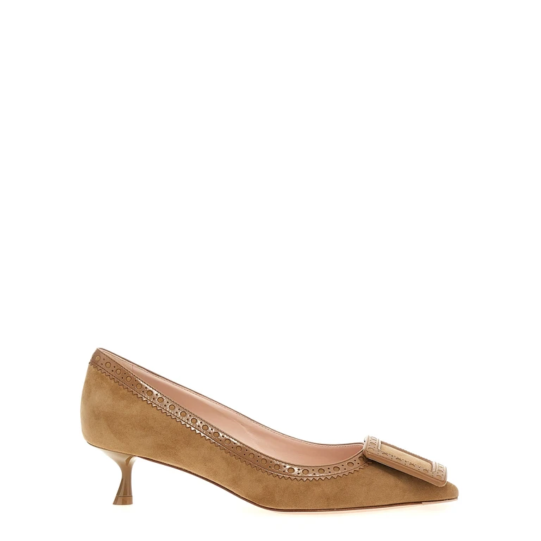 Roger Vivier Beige Goatskin Mid Heel Pumps - Women