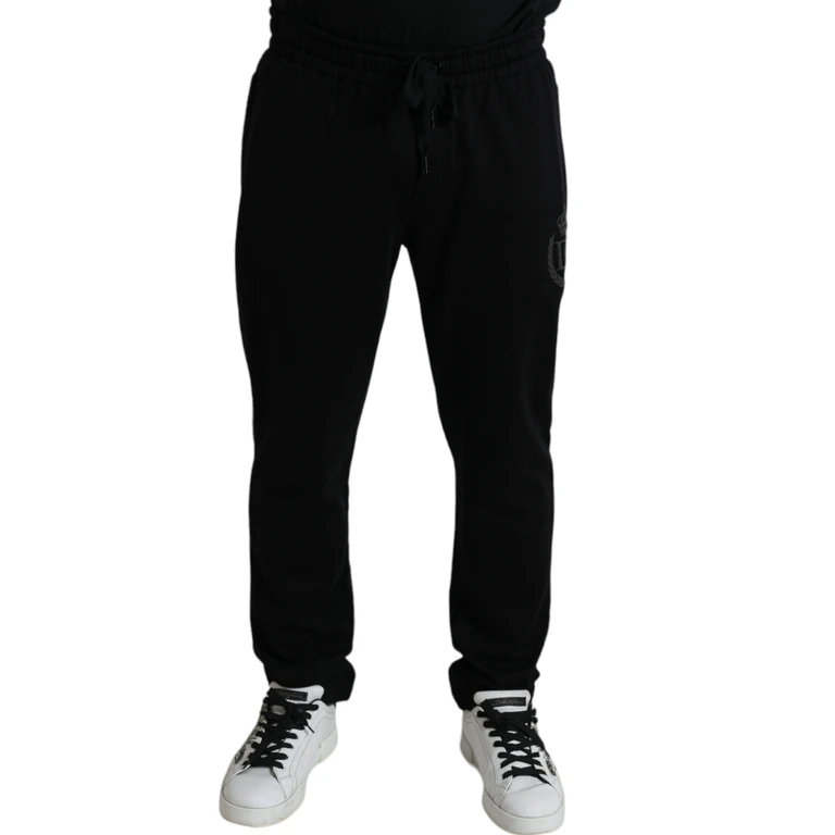 Dolce & Gabbana Black Dg Logo Skinny Jogger Sweatpants Pants Cotton - Men
