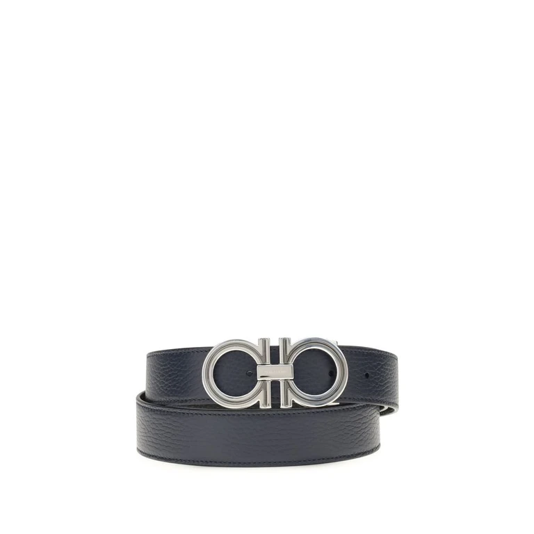 Ferragamo Blue Calf Leather Bos Taurus Belt - Men