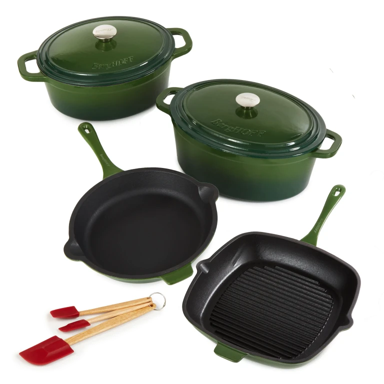 Neo 9pc Cast Iron Cookware Set, Green