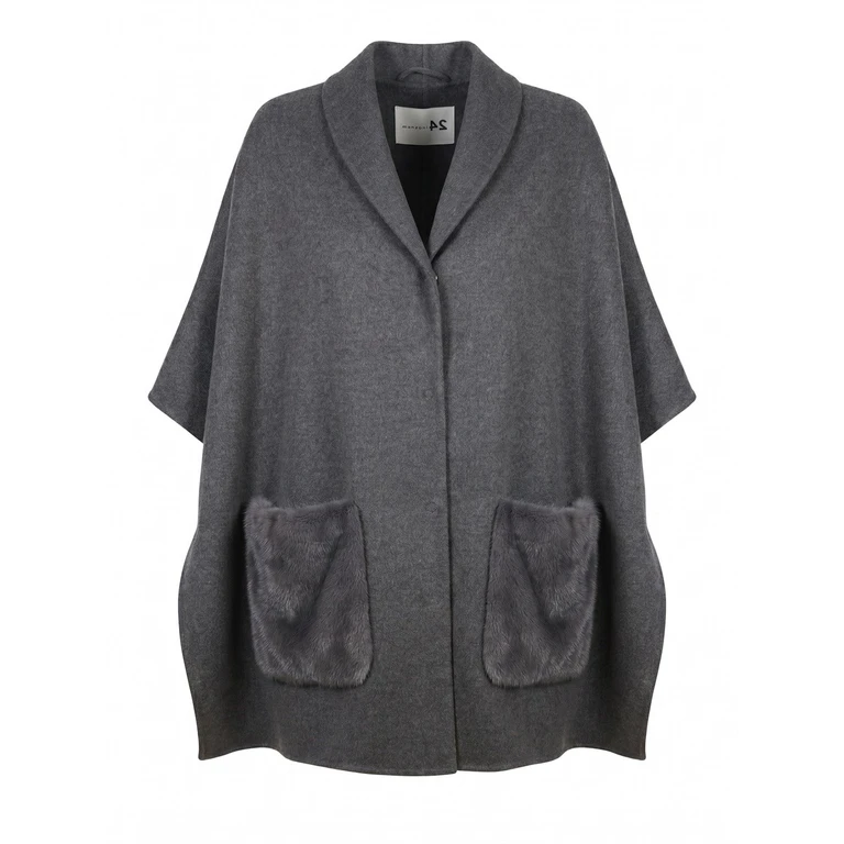 Manzoni 24 Cashmere Cape With Mink Details