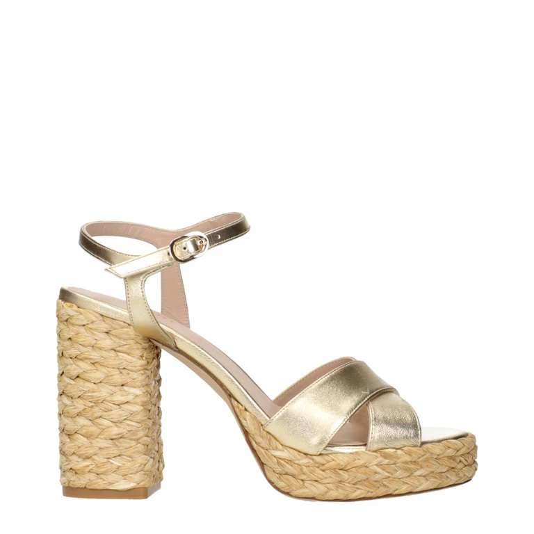 Gold Leather Platform Sandals - Women