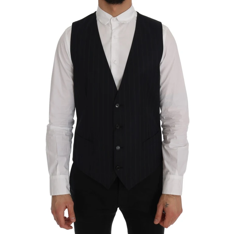 Dolce & Gabbana Blue Wool Stretch Vest Clothing - Men