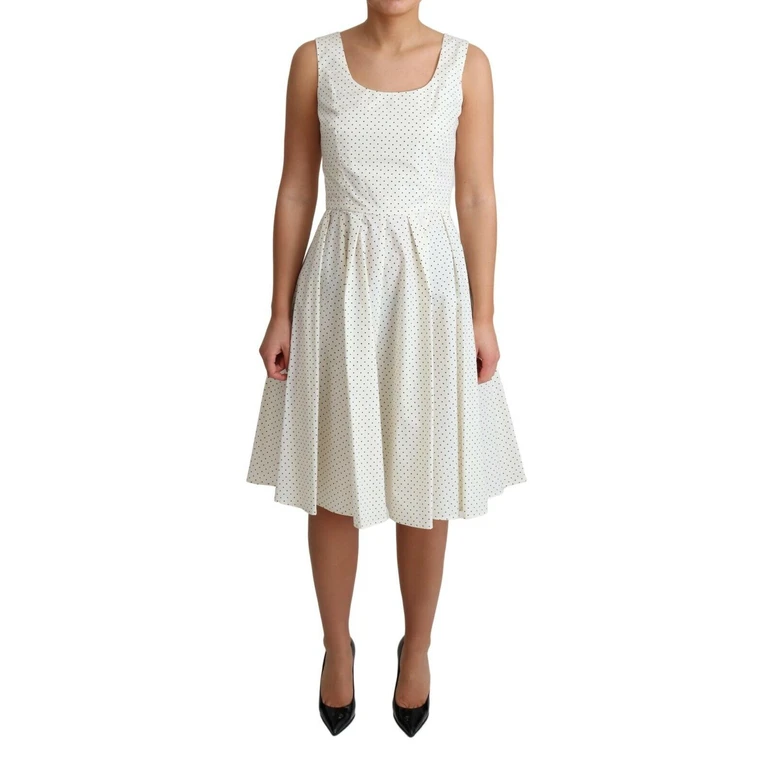Dolce & Gabbana White Polka Dotted Cotton A-Line Dress - Women