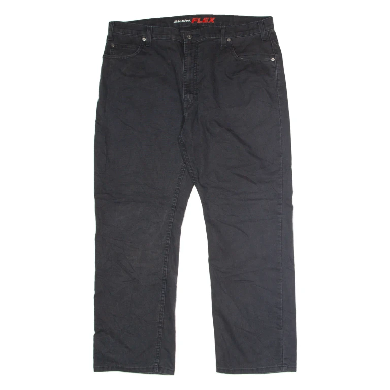 DICKIES Flex Workwear Mens Canvas Trousers Black Regular Straight W40 L30