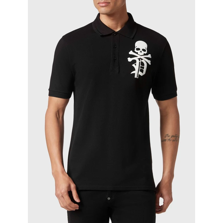 Short-Sleeve Cotton Polo Shirt with Skull Print and Logo (AACCMTK6564PTE003N02)