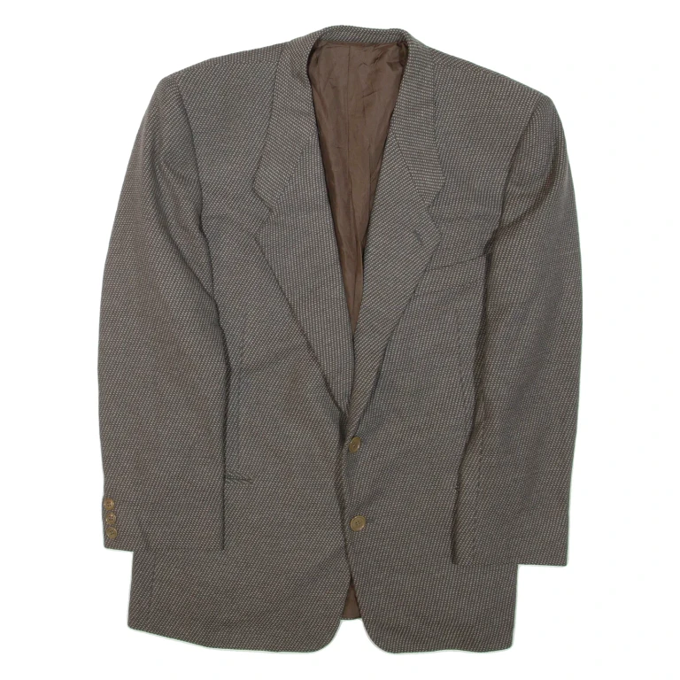 Mens Blazer Jacket Grey Wool Spotted L