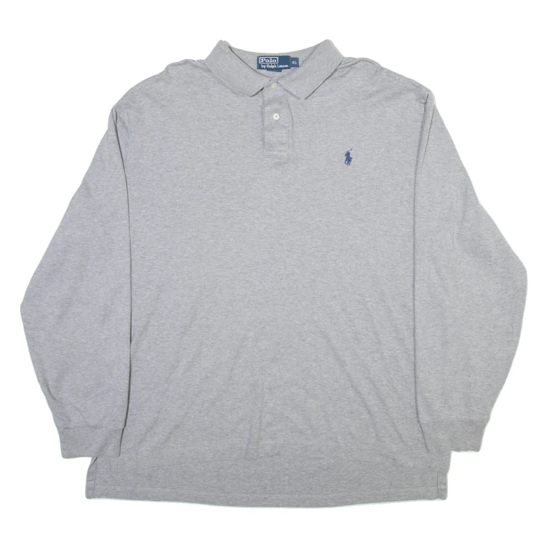 POLO RALPH LAUREN Mens Polo Shirt Grey Long Sleeve XL