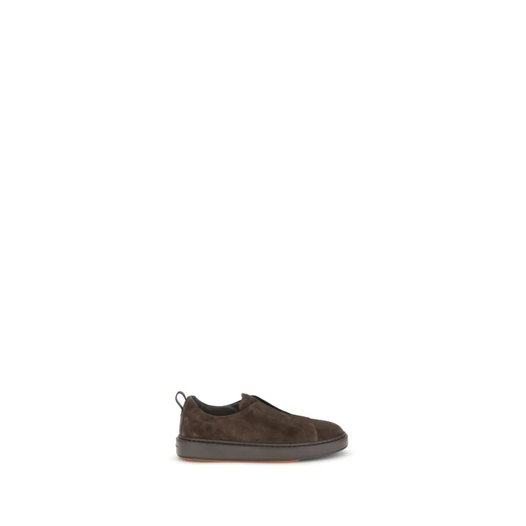 Santoni Brown Calf Leather Bos Taurus Low Top Sneakers - Men