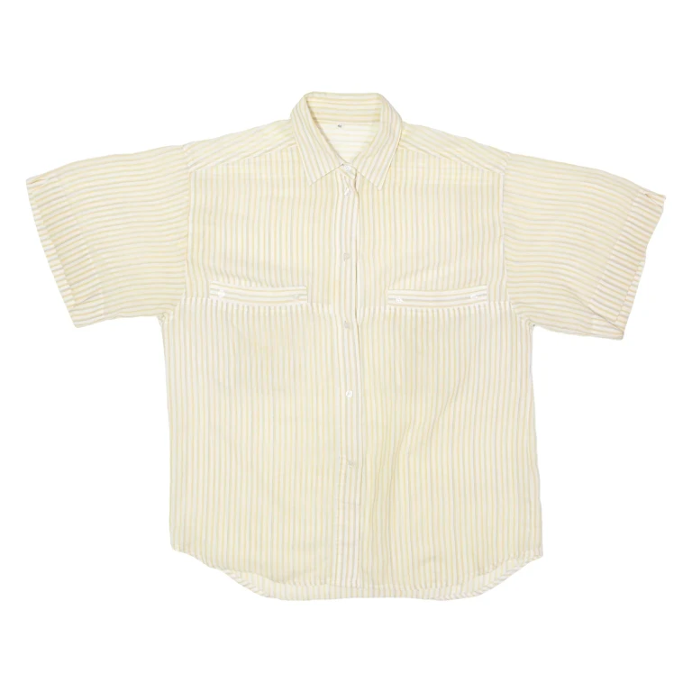 Womens Shirt Yellow 90s Striped UK 12