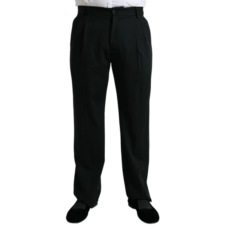 Dolce & Gabbana Black Wool Formal Straight Fit Dress Pants Virgin Cotton - Men