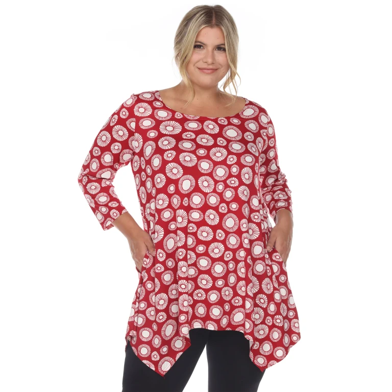 Women's Plus Size Printed Geometric Circle Tunic Top