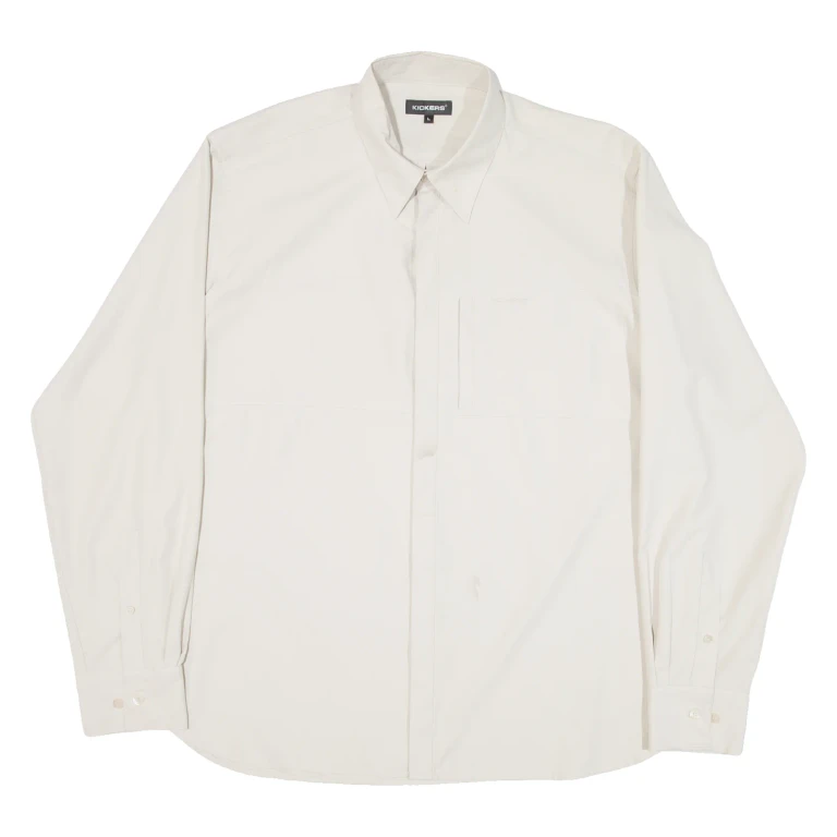 KICKERS Mens Plain Shirt Beige Long Sleeve L