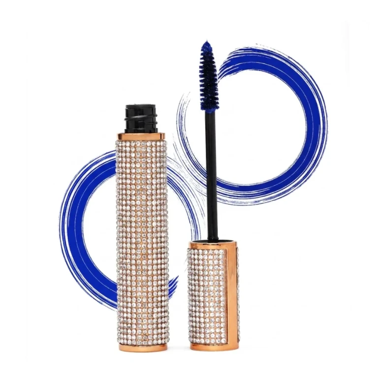 Mega Volume Vegan Mascara Black and Blue - Smudge-Proof with Handmade Diamond Case