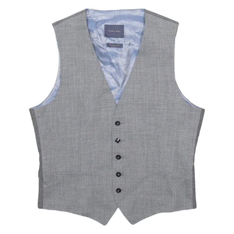 ZARA MAN Mens Blazer Waistcoat Blue Wool L