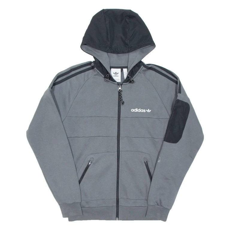 ADIDAS Mens Grey Hoodie Full Zip XS