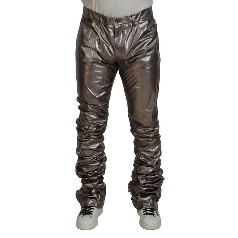 Dolce & Gabbana Silver Metallic Nylon Stretch Pants - Men