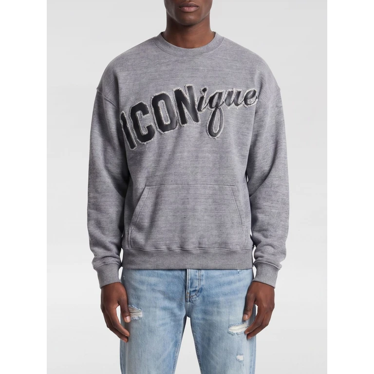 Felpa con collo alla coreana Dsquared2 grigia