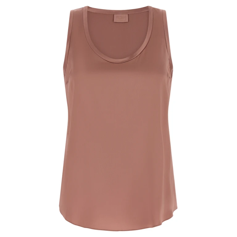 Multicolor Silk Sleeveles T-Shirt - Women