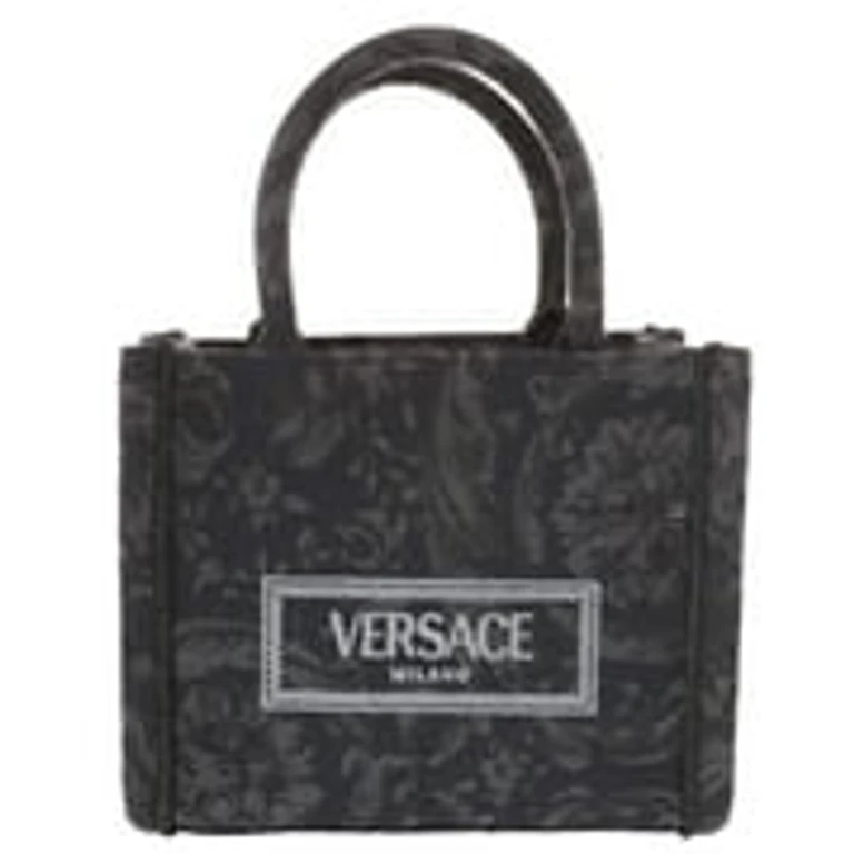 Versace Womens Extra Small Athena Shopping Bag Black Gold Canvas - Women