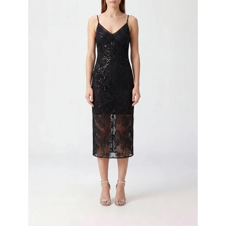 Lace Midi Sheath Dress with Sequins and V-Neck (4A423AN0990)