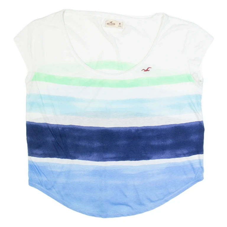 HOLLISTER Womens Printed Top White Striped M