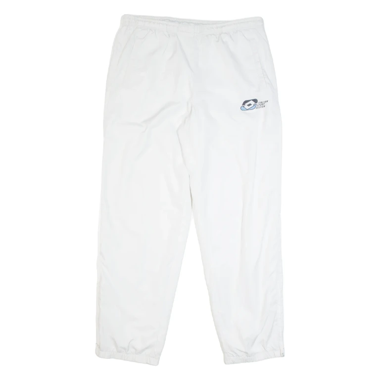 LOTTO Mesh Lined Mens Track Pants White Tapered L W36 L32
