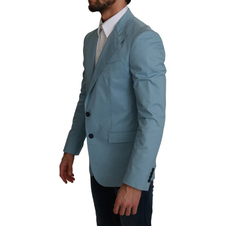 Dolce & Gabbana Blue Slim Fit Coat Jacket Martini Blazer Rayon Clothing - Men