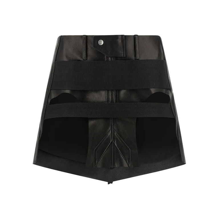 Black Calfskin Long Skirt - Women