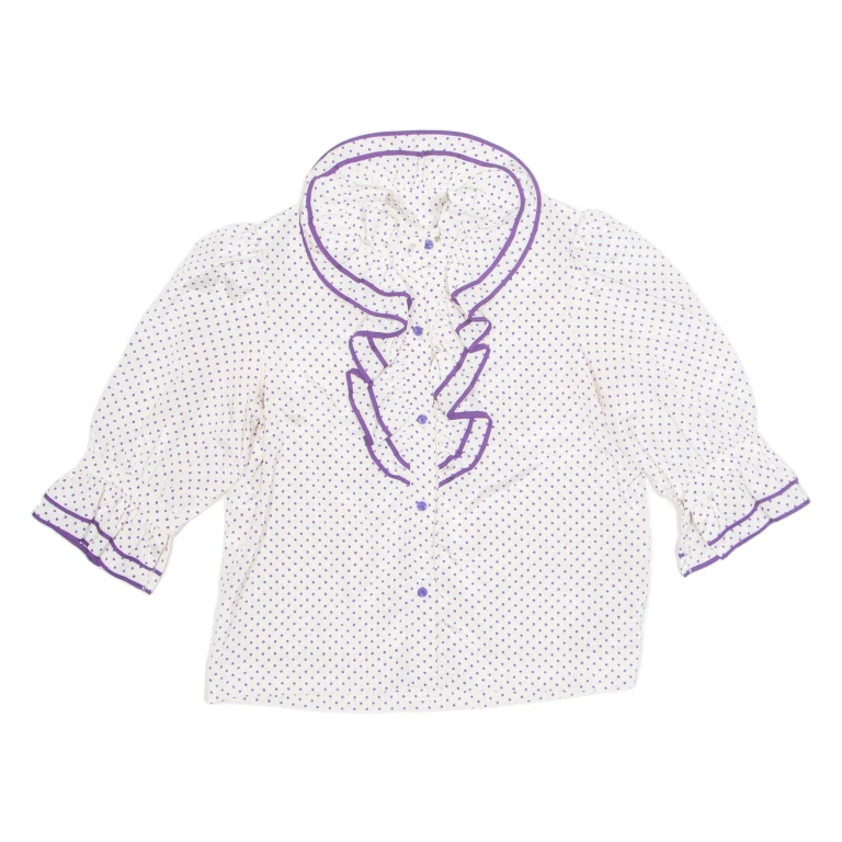 Womens Printed Blouse Purple 3/4 Sleeve Spotted M