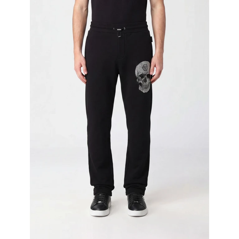 Jersey Jogging Trousers with Skull Print and Rhinestone Logo (FAECMJT2674PJY002N02)