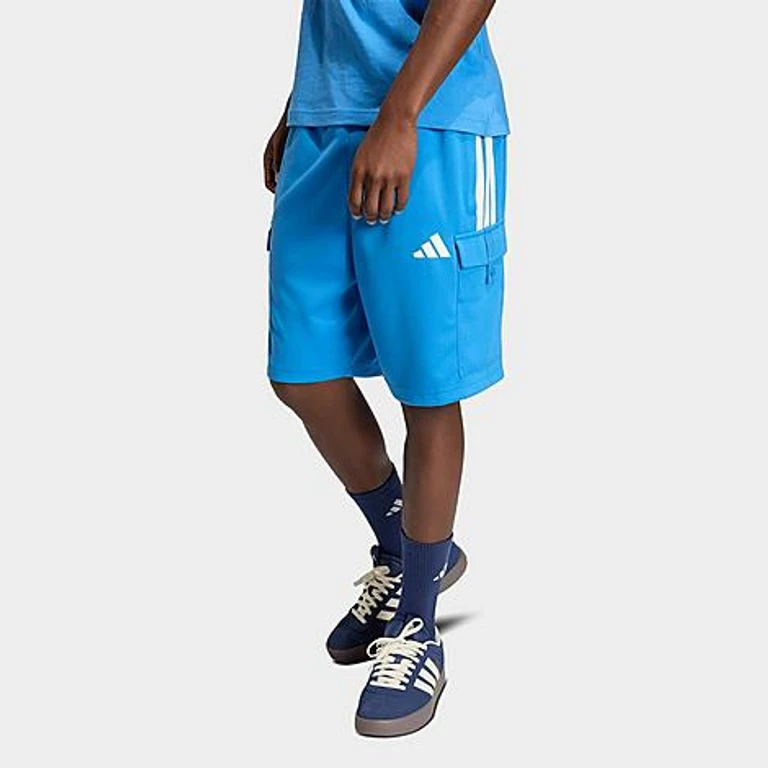 adidas Men's Tiro Cargo Shorts in Ray Blue/Off White Size: Small