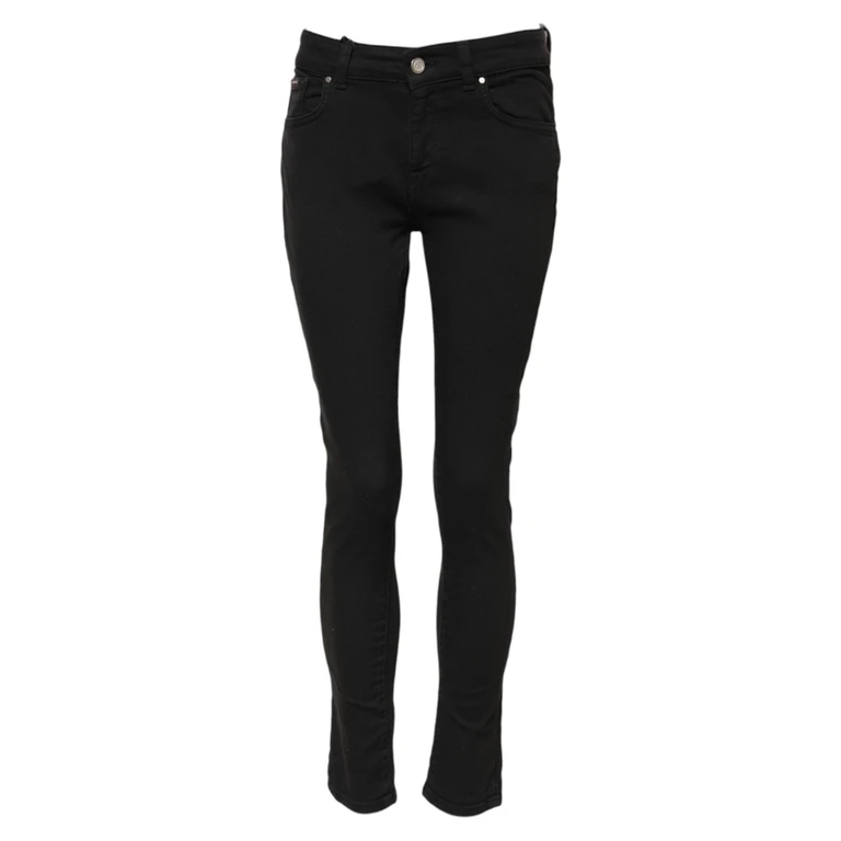 Black Cotton Skinny Mid Waist Denim Jeans Elastane Clothing - Women