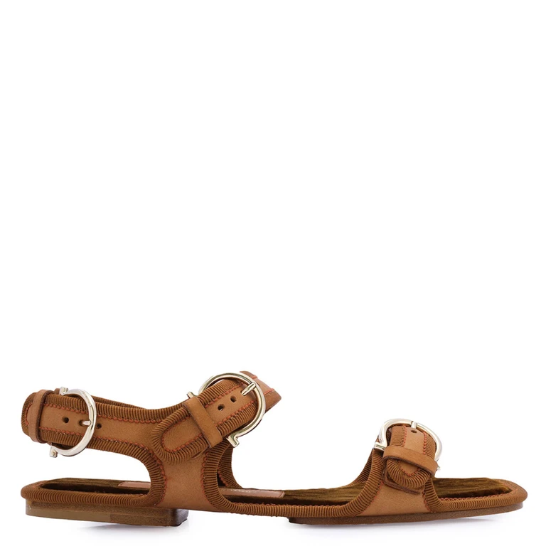 Salvatore Ferragamo Ladies Nomadic Stories Leather Buckle Sandals