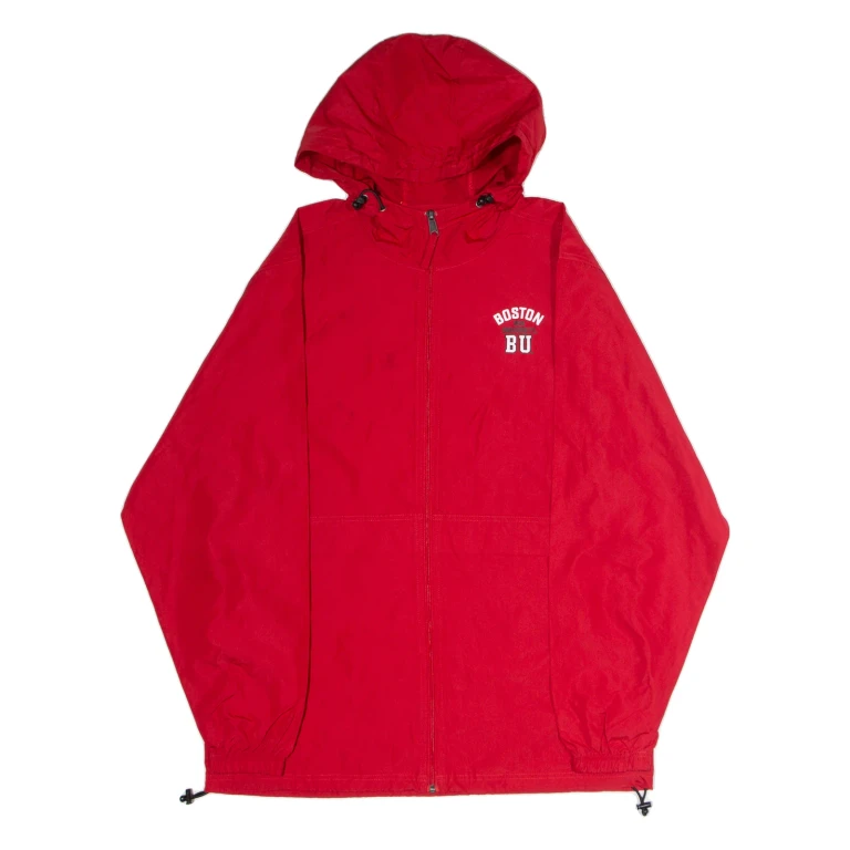 CHAMPION Boston University Mens Rain Jacket Red USA Hooded M
