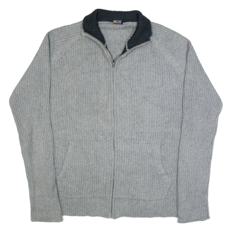 NAUTICA Mens Cardigan Grey High Neck Tight Knit XL