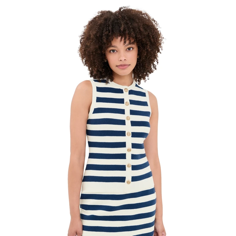 Show Me Your Mumu Devin Tank Navy Stripe Delight Knit XS