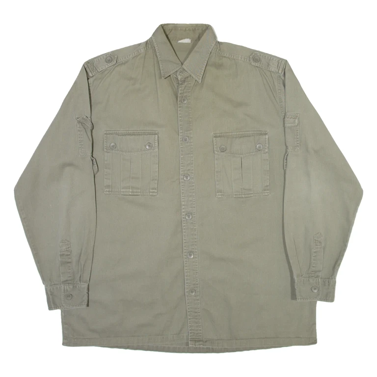 Mens Plain Shirt Grey Long Sleeve L