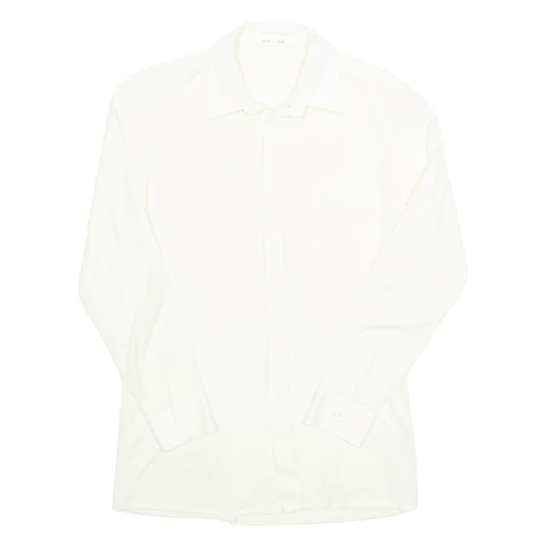 TREND Mens Plain Shirt Cream Long Sleeve M