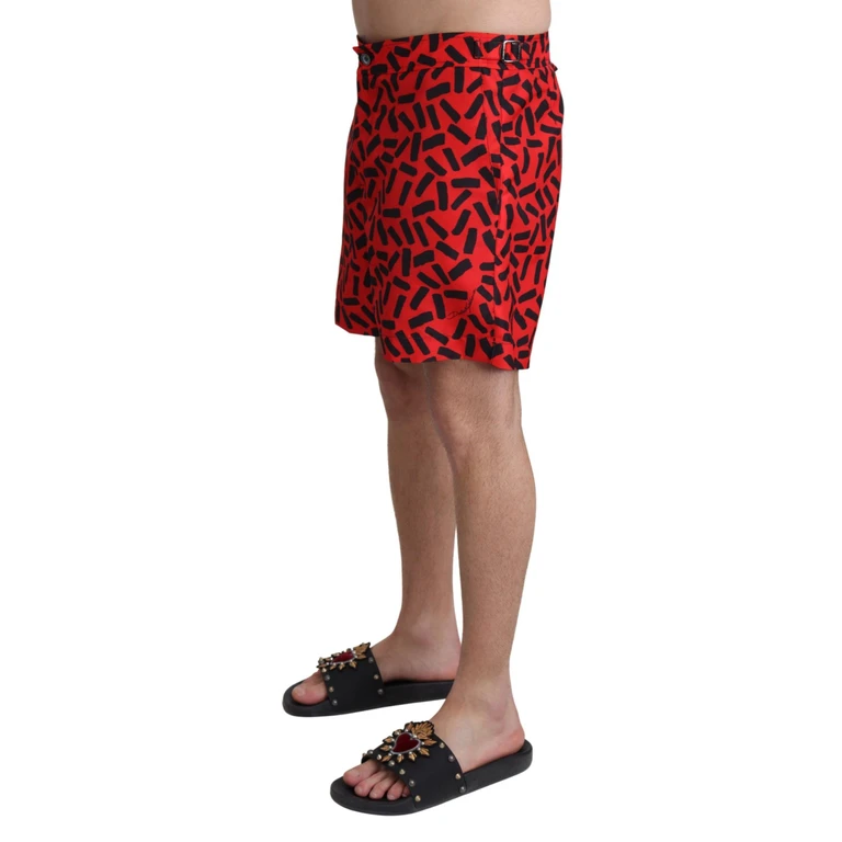 Dolce & Gabbana Red Patterned Beachwear Shorts Swimwear Polyester - Men