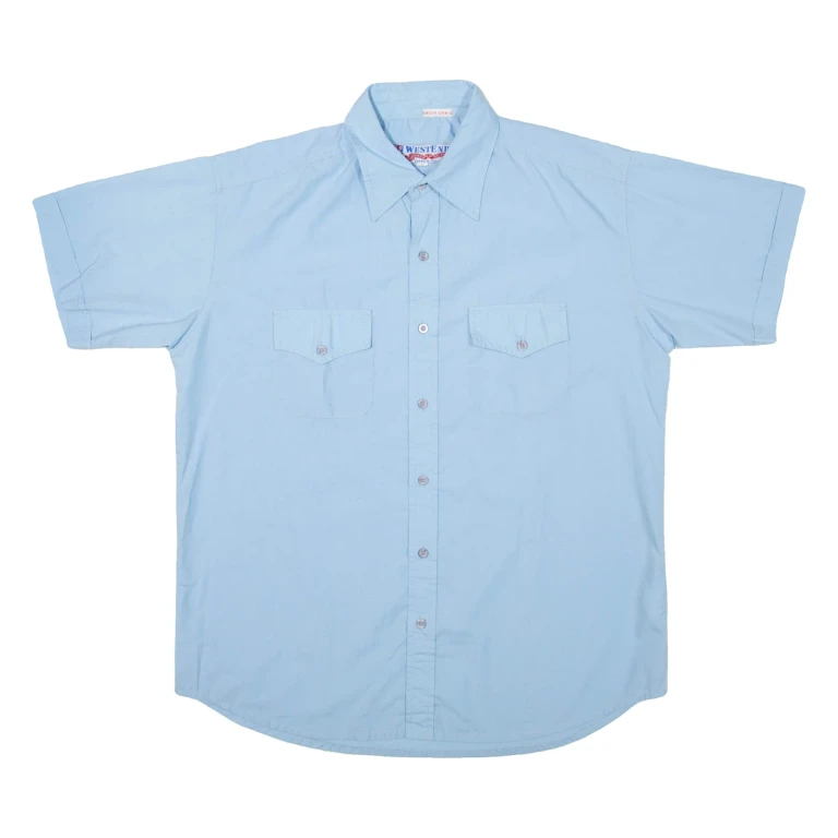 WESTEND Mens Plain Shirt Blue L