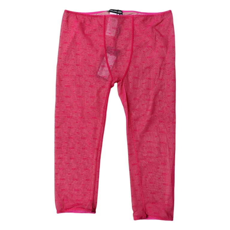 Dolce & Gabbana Fuchsia Logo Lace Lingerie Cropped Tight Underwear Nylon Elastane Clothing - Women