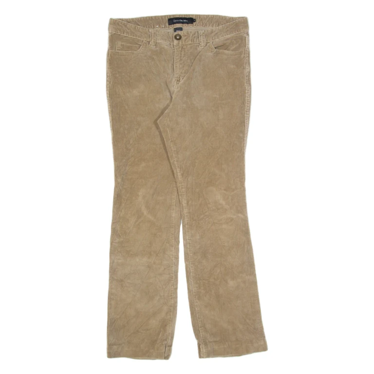 CALVIN KLEIN JEANS Womens Corduroy Trousers Brown Slim Straight W30 L28