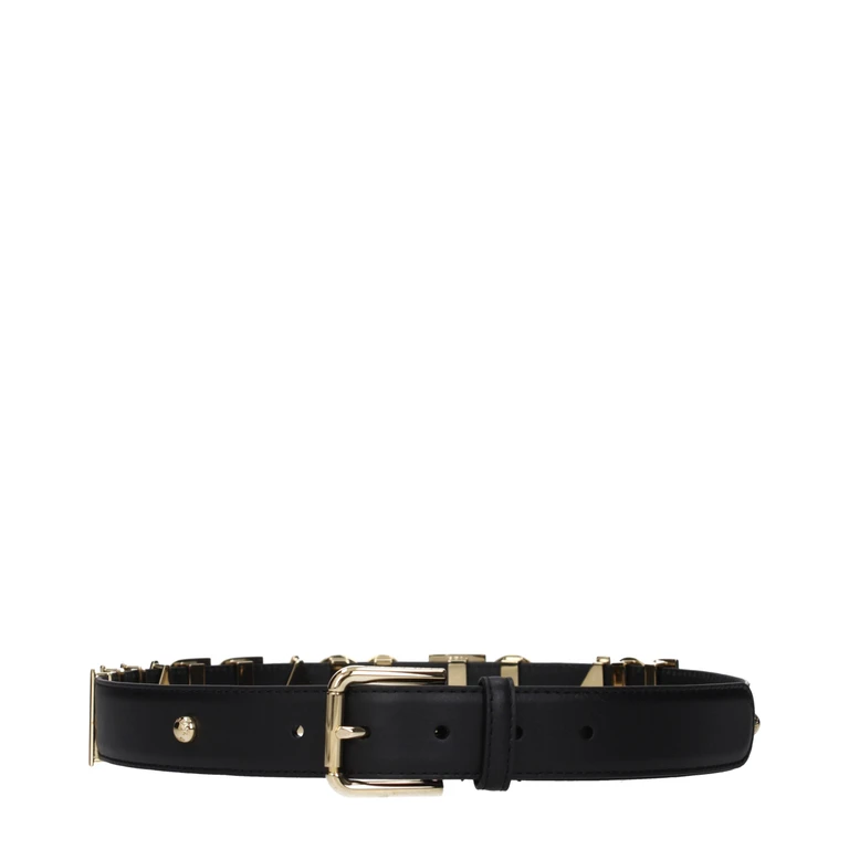 Black Leather Regular Belt - Women